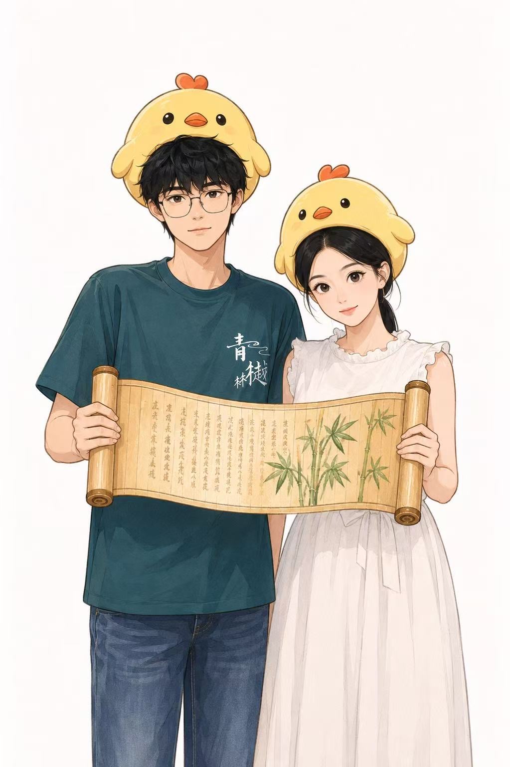 上林赋组爸妈欢迎新生的插画